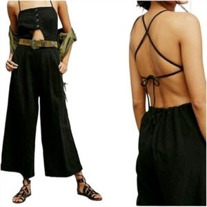 FREE PEOPLE MARBELLA WIDE LEG ANKLE CUT OUT JUMPSUIT LRG
